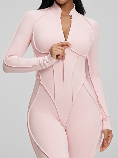 BUYCO Female Fitted Backless Zipper Ruched Back Jumpsuit