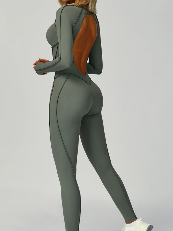 BUYCO Female Heart Backless Long Sleeves Jumpsuit