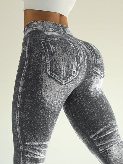 BUYCO Female Denim Pocket Hollow Out Leggings