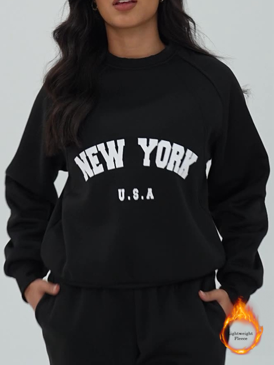 BUYCO Feamle Letters Print  Fleece Hoodie