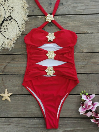 BUYCO Female Unique Flower Hollow Out 2-Pieces Swimwear