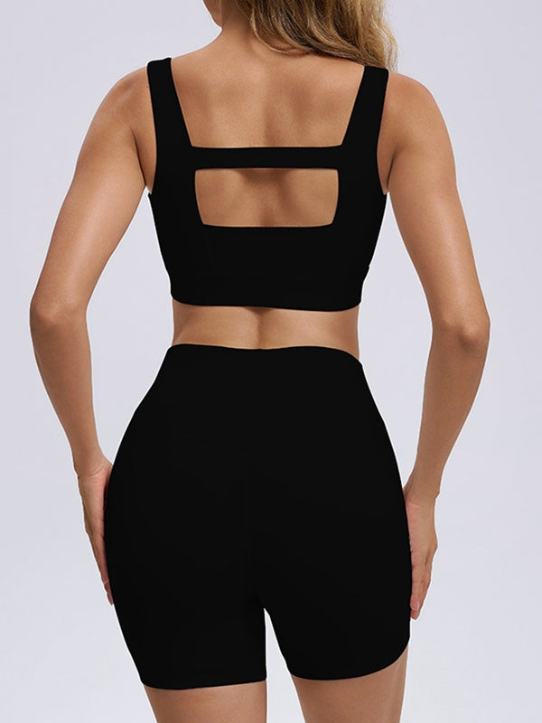 BUYCO Female Hollow Out Zipper Short Tracksuit