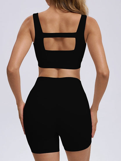 BUYCO Female Hollow Out Zipper Short Tracksuit