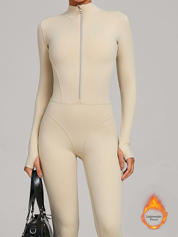 BUYCO Female Fitted Zipper Fleece Jumpsuit