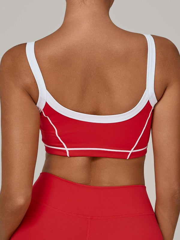 BUYCO Female Contrast Color Stripe Herat-shape Collar Tank