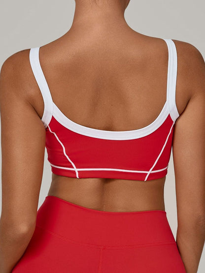BUYCO Female Contrast Color Stripe Herat-shape Collar Tank