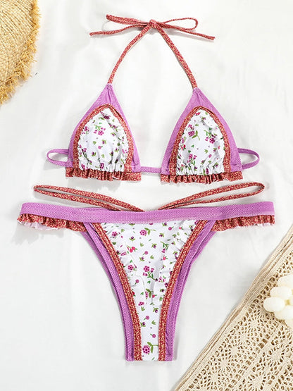BUYCO Female Fitted Flower Print Bikini Set