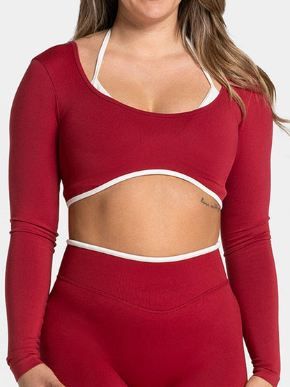 BUYCO Female Contrast Color Backless Long Sleeves