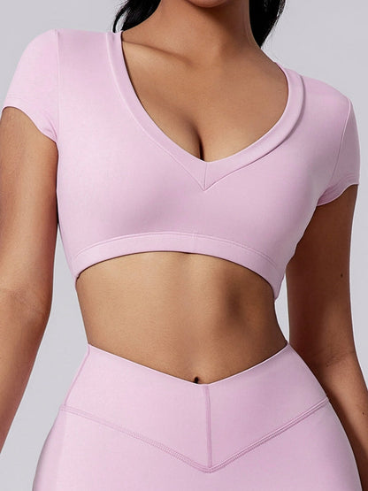 BUYCO Female V Collar Backless V-shape Waist Hip-lift Short Tracksuit