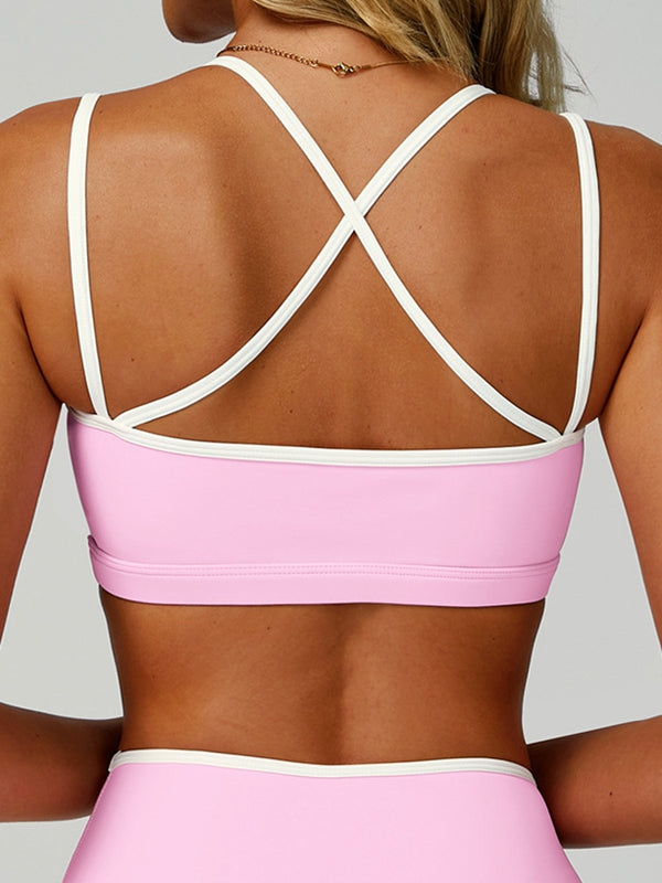 BUYCO Female Contrast Color Cross Back Sports Bras