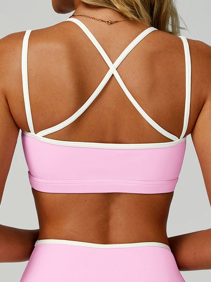 BUYCO Female Contrast Color Cross Back Sports Bras