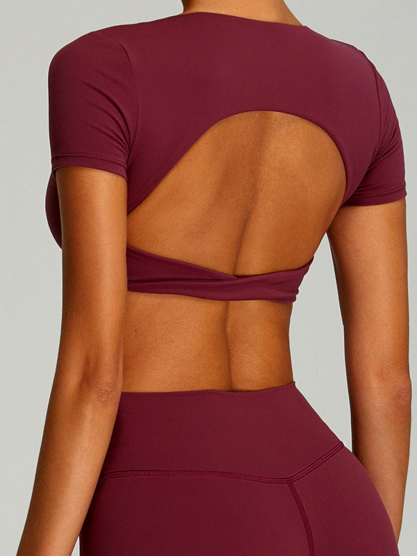 BUYCO Female Twist Hollow Out Short Sleeves