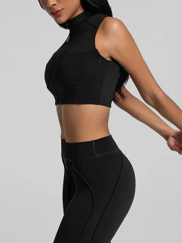 BUYCO Female Super Stylish&Fitted Stitch Performance Zipper Tank