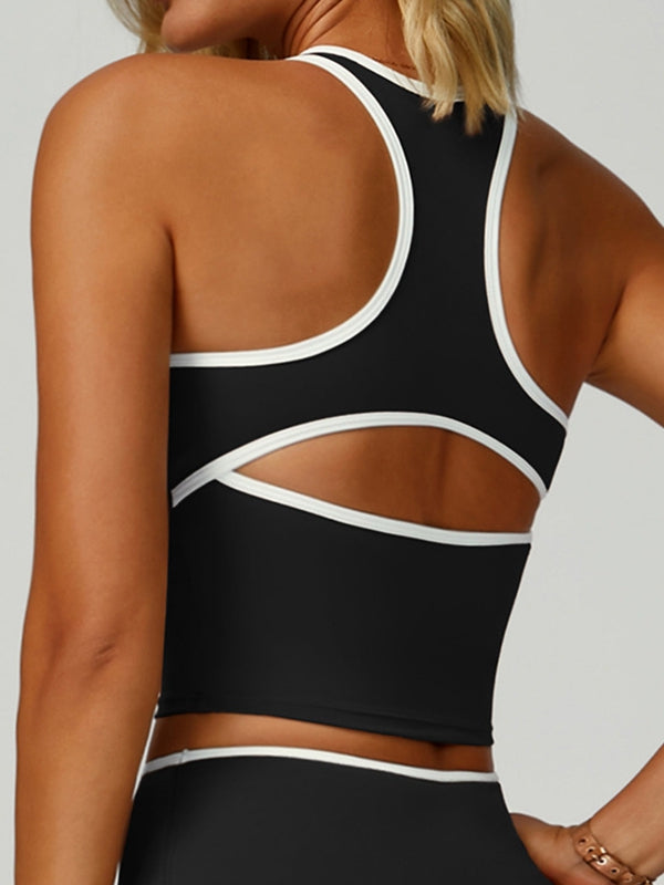 BUYCO Female Contrast Color Cross Back Sports Bras