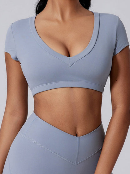 BUYCO Female V Collar Backless Short Sleeves