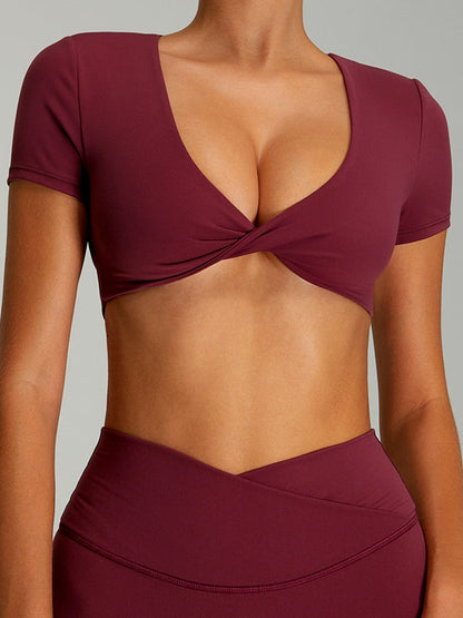 BUYCO Female Twist Hollow Out Short Sleeves