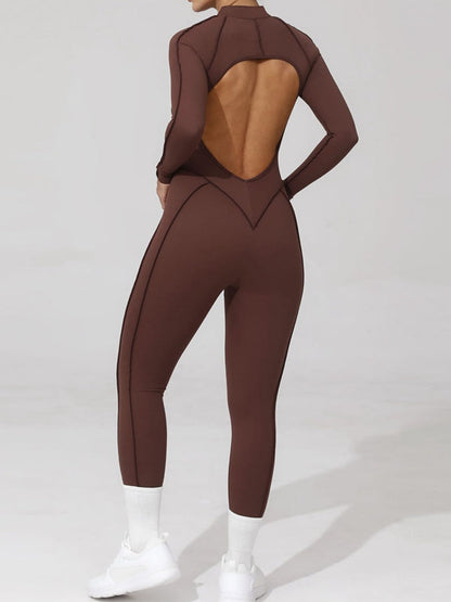 BUYCO Female Fitted Backless Zipper Ruched Back Jumpsuit
