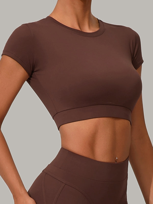 BUYCO Female Fitted Round Collar Cropped Short Sleeves