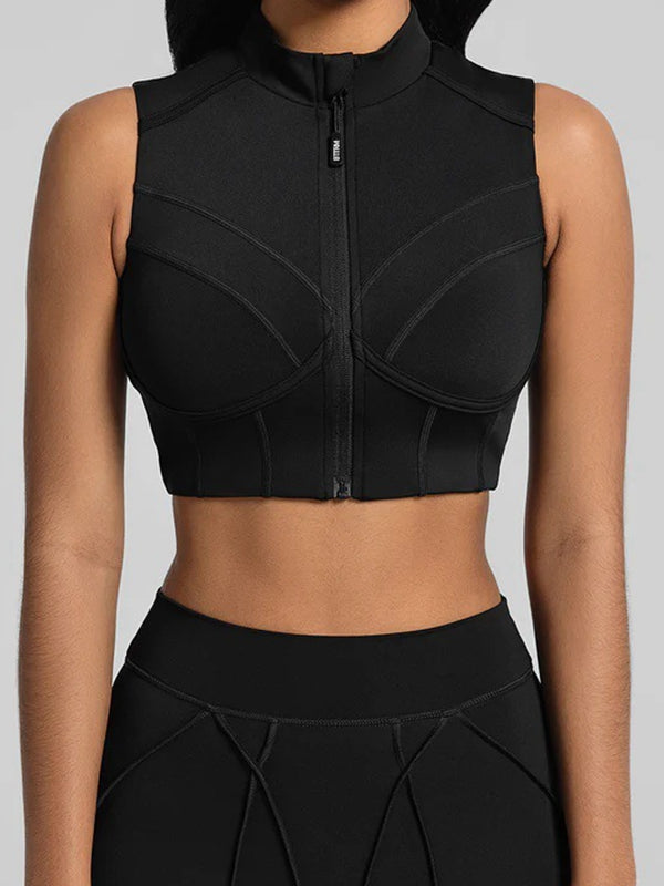 BUYCO Female Super Stylish&Fitted Stitch Performance Zipper Tank