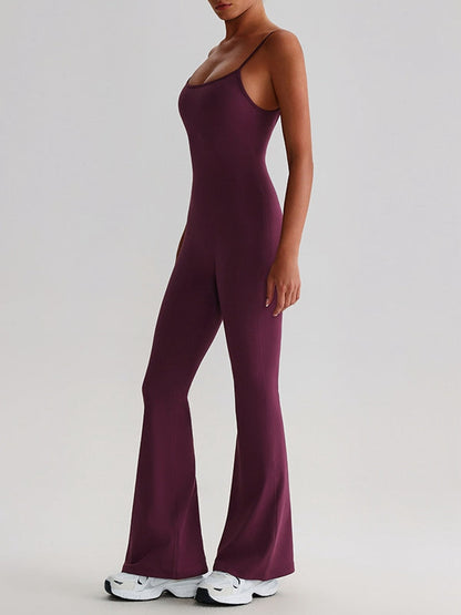 BUYCO Female U Collar Backless Flare Jumpsuits