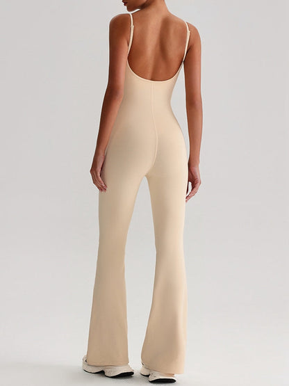 BUYCO Female U Collar Backless Flare Jumpsuits