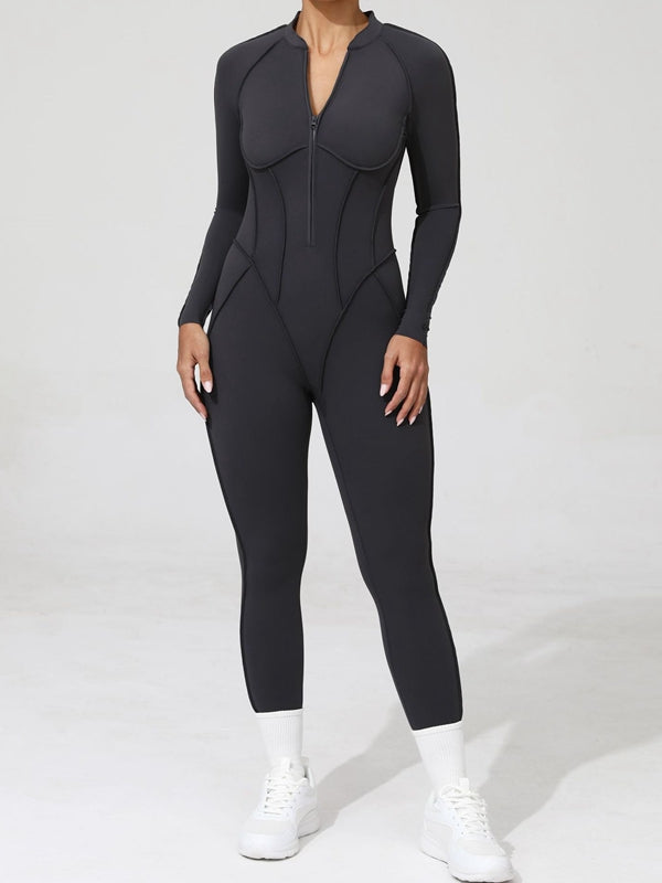 BUYCO Female Fitted Backless Zipper Ruched Back Jumpsuit