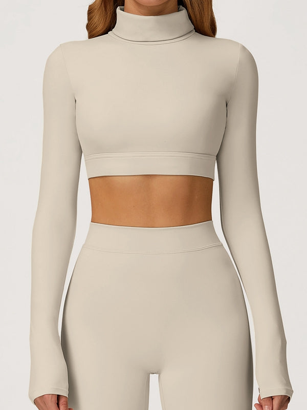 BUYCO Female Backless Stand Collar Long Sleeves