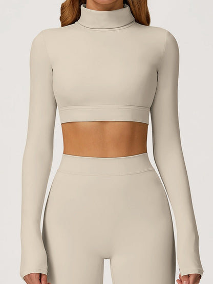 BUYCO Female Backless Stand Collar Long Sleeves