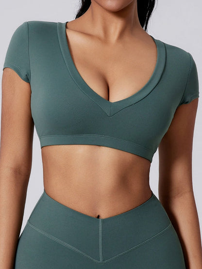 BUYCO Female V Collar Backless Short Sleeves