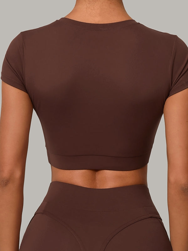 BUYCO Female Fitted Round Collar Cropped Short Sleeves