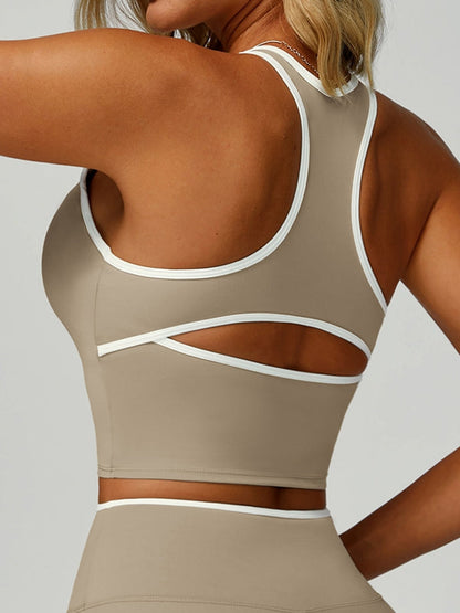 BUYCO Female Contrast Color Stripe Hollow Out Tank