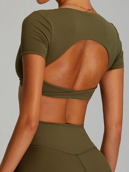 BUYCO Female Twist Hollow Out Short Sleeves