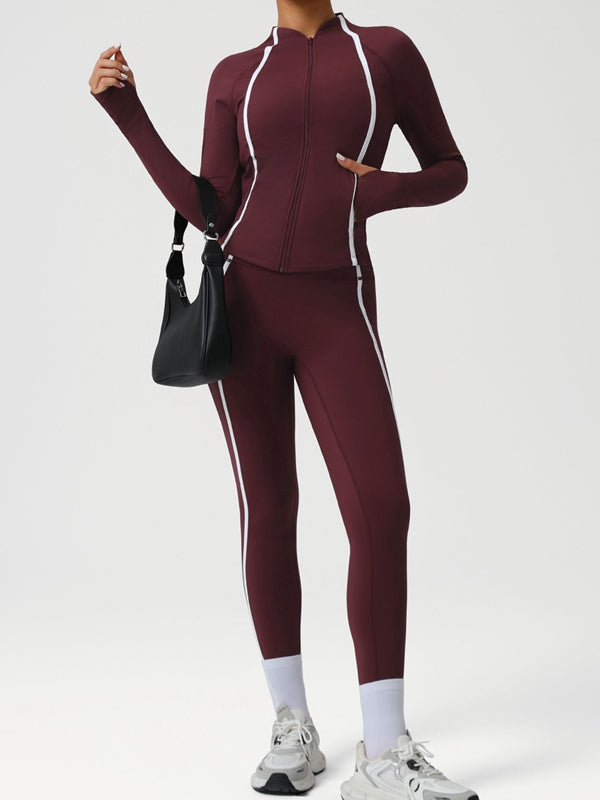 BUYCO Female Contrast Color Stripes Zipper Tracksuit