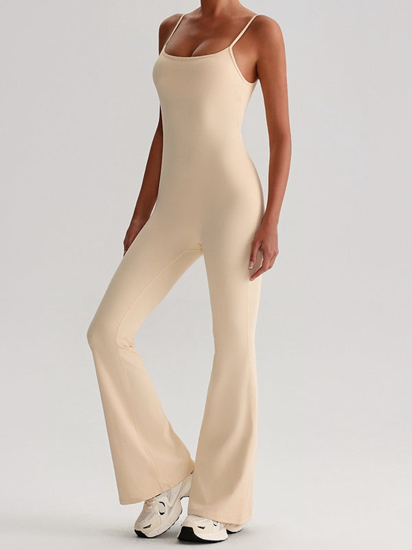 BUYCO Female U Collar Backless Flare Jumpsuits