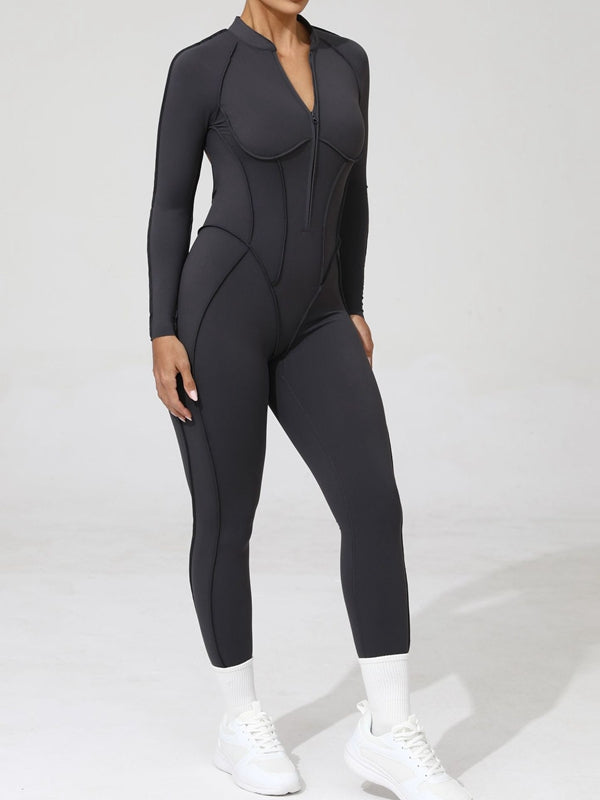 BUYCO Female Fitted Backless Zipper Ruched Back Jumpsuit