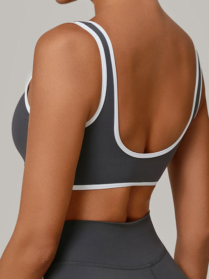 BUYCO Female Contrast Color Stripe Backless Sports Bras