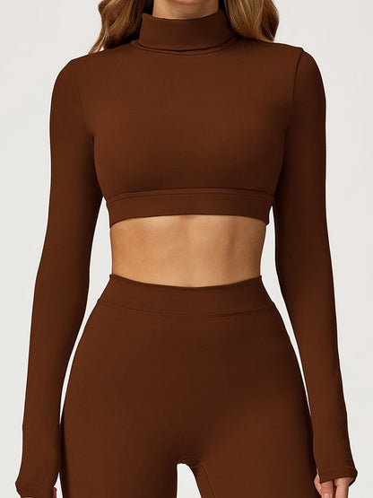 BUYCO Female Backless Stand Collar Long Sleeves