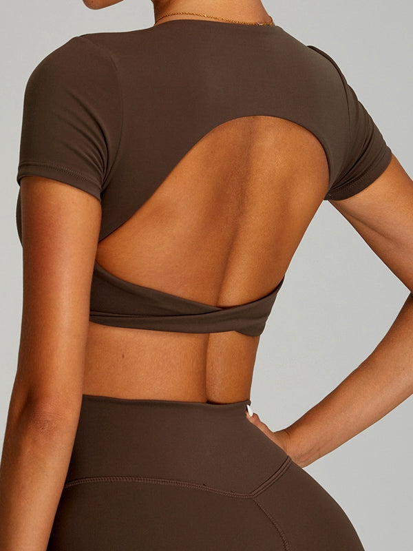 BUYCO Female Twist Hollow Out Short Sleeves