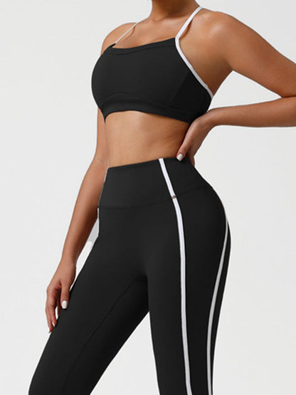 BUYCO Female Contrast Color Stripes Cross Back Tracksuit