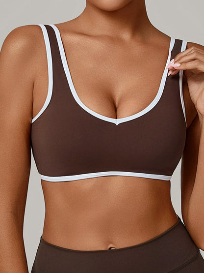 BUYCO Female Contrast Color Stripe Backless Sports Bras