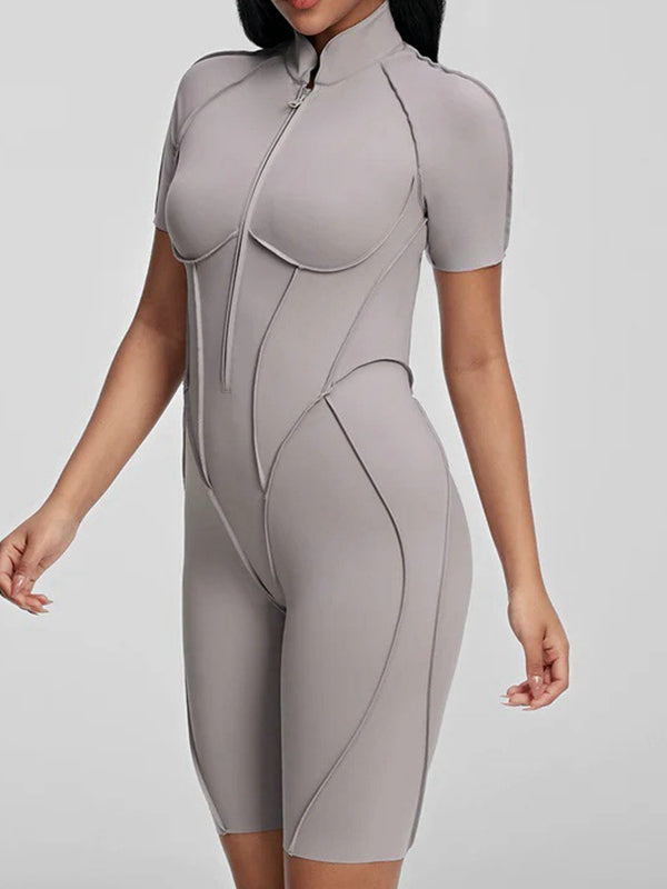 BUYCO Female Fitted Backless Zipper Ruched Back Jumpsuit