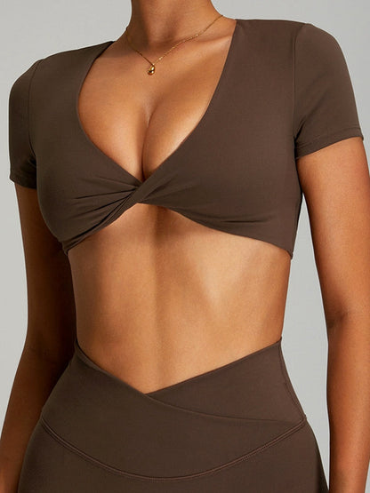 BUYCO Female Twist Hollow Out Short Sleeves