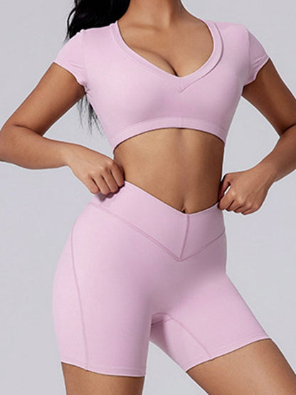 BUYCO Female V Collar Backless V-shape Waist Hip-lift Short Tracksuit