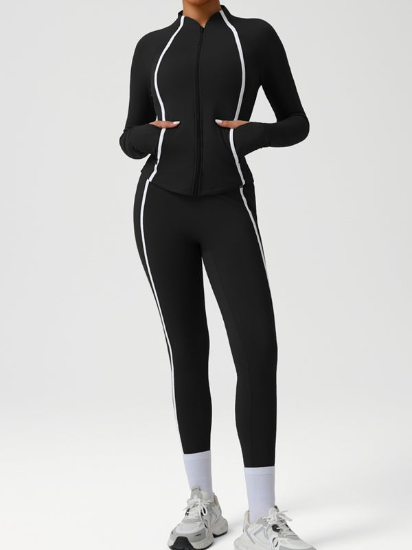 BUYCO Female Contrast Color Stripes Zipper Tracksuit