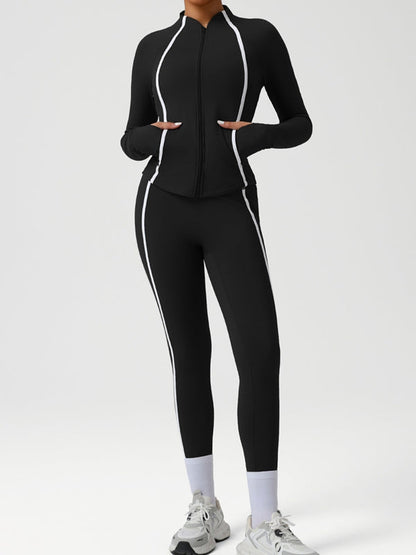 BUYCO Female Contrast Color Stripes Zipper Tracksuit