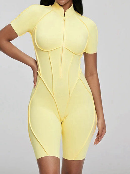 BUYCO Female Fitted Backless Zipper Ruched Back Jumpsuit