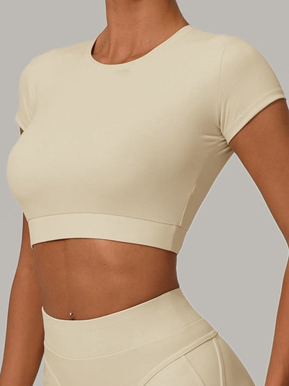 BUYCO Female Fitted Round Collar Cropped Short Sleeves