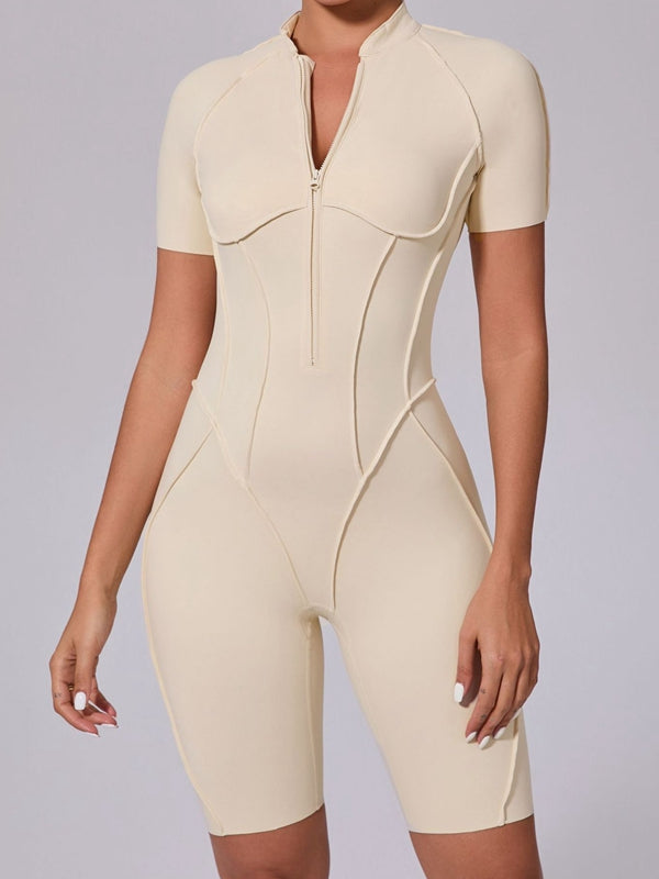 BUYCO Female Fitted Backless Zipper Ruched Back Jumpsuit