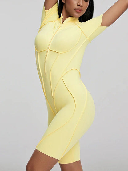 BUYCO Female Fitted Backless Zipper Ruched Back Jumpsuit