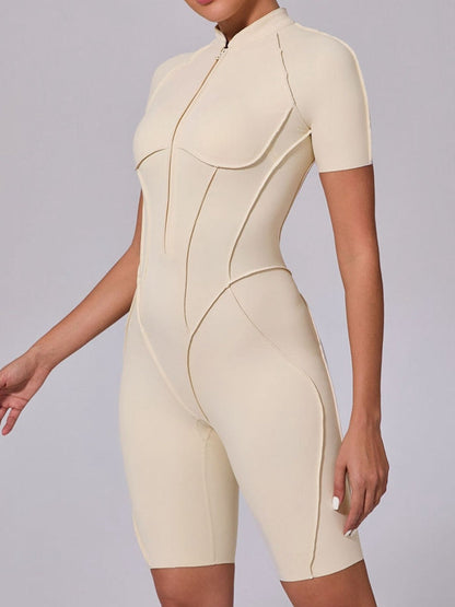 BUYCO Female Fitted Backless Zipper Ruched Back Jumpsuit